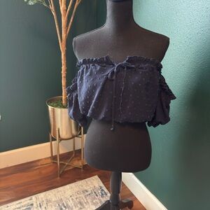SHEIN Navy Off-Shoulder Blouse